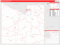 Blue Earth County, MN Digital Map Red Line Style